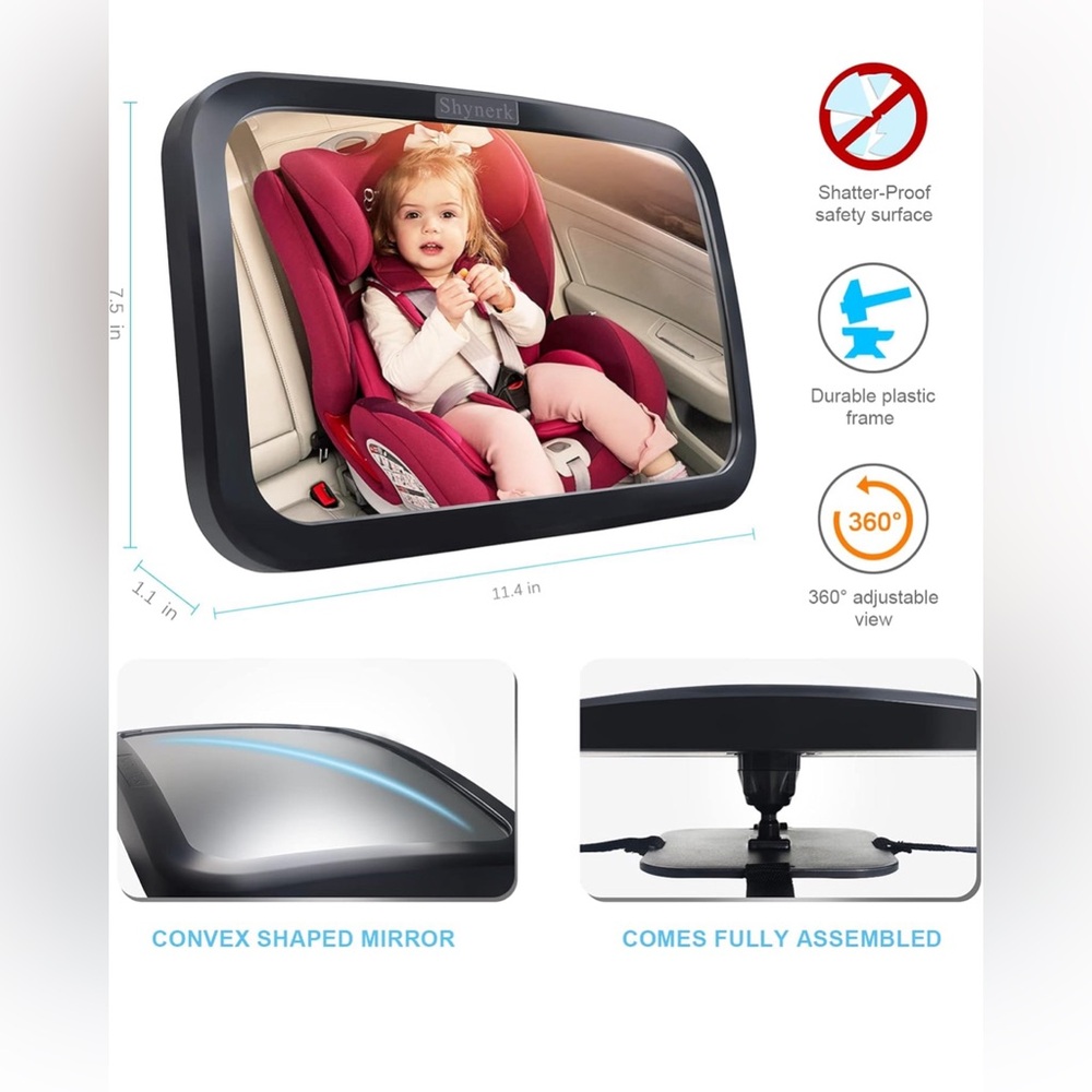 Shynerk Baby Car Mirror, Safety Car Seat Mirror for Rear Facing